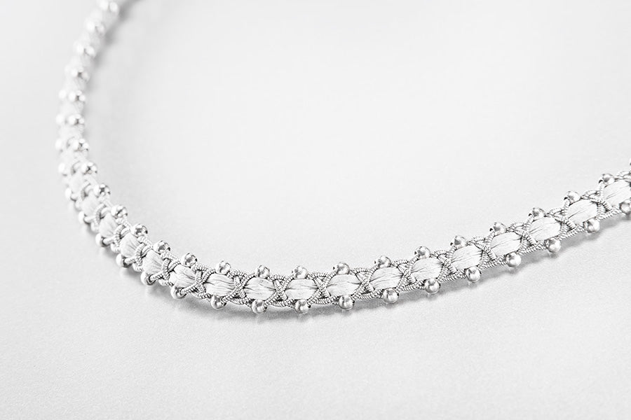 Pewter necklace 3023 Silver/Leather