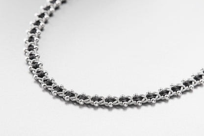 Tennhalsband 3023 Silver/Skinn